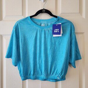 JoyLab Loose Fit Short-Sleeve Tee XS Blue Cropped Womens Casual Top
